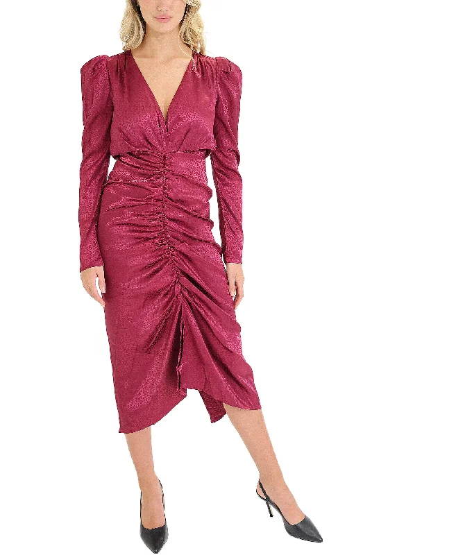 Midnight Madness Printed Ruched Midi Dress