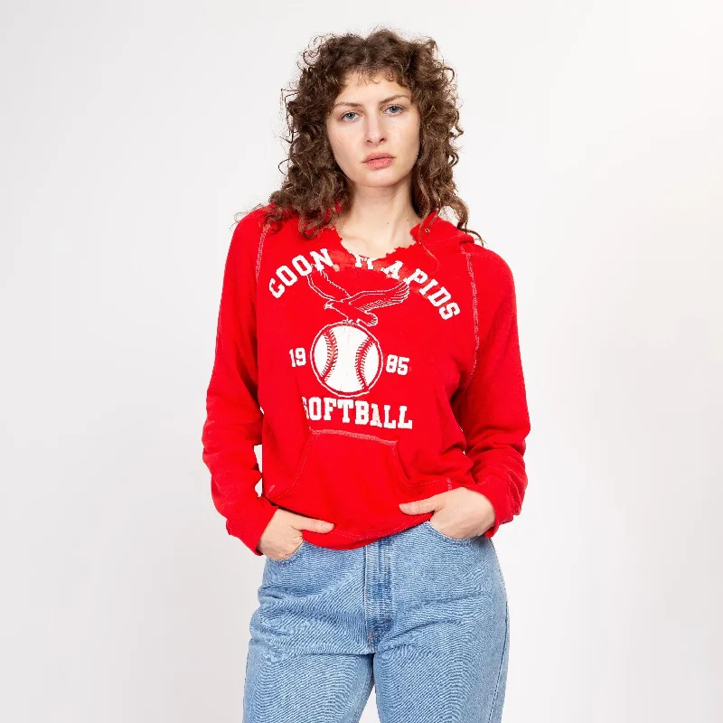 Huge Discounts Large 80s Thrashed Red Softball Hoodie