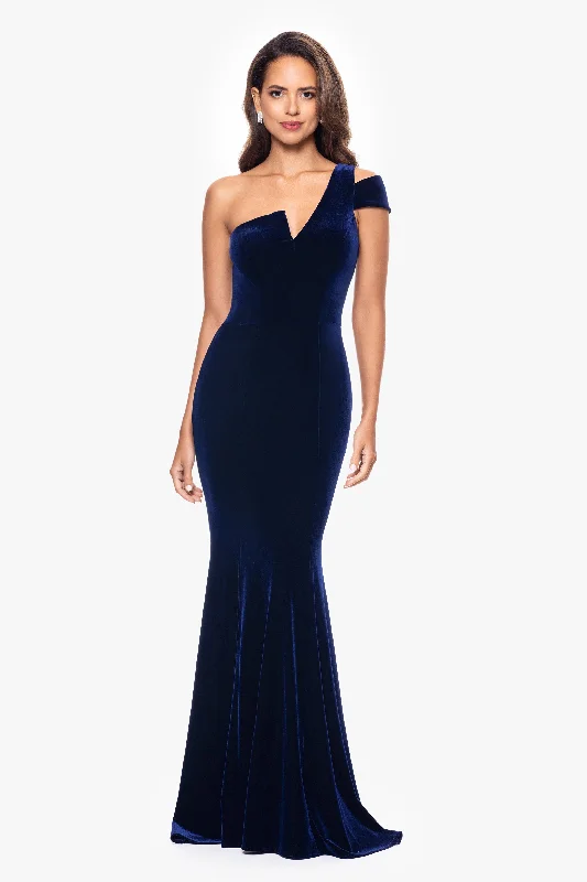 Today Only "Ella" Long Velvet One Shoulder Dress
