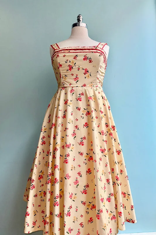 Bargain Bin Yellow Floral Ivy Midi Tank Dress by Timeless London