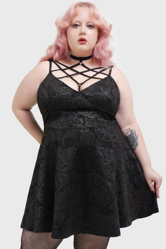 Stock Clearance Magica Skater Dress [BLACK LILY] [PLUS]