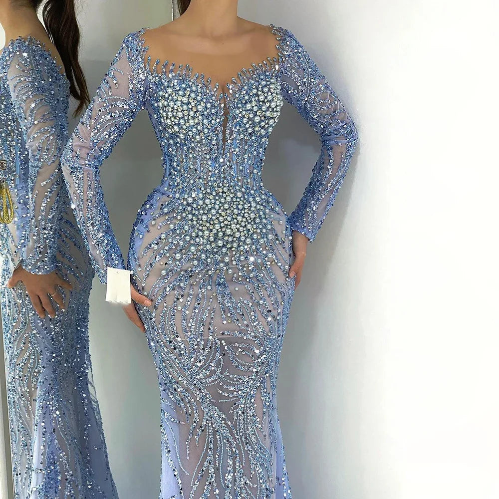 Big Discounts Serene Hill Blue Elegant Mermaid Dubai Arabia Luxury Beaded Pearls Evening Dresses Gowns 2024 For Women Wedding Party LA72264 Big Discounts Serene Hill Blue Elegant Mermaid Dubai Arabia Luxury Beaded Pearls Evening Dresses Gowns 2024 For Women Wedding Party LA72264