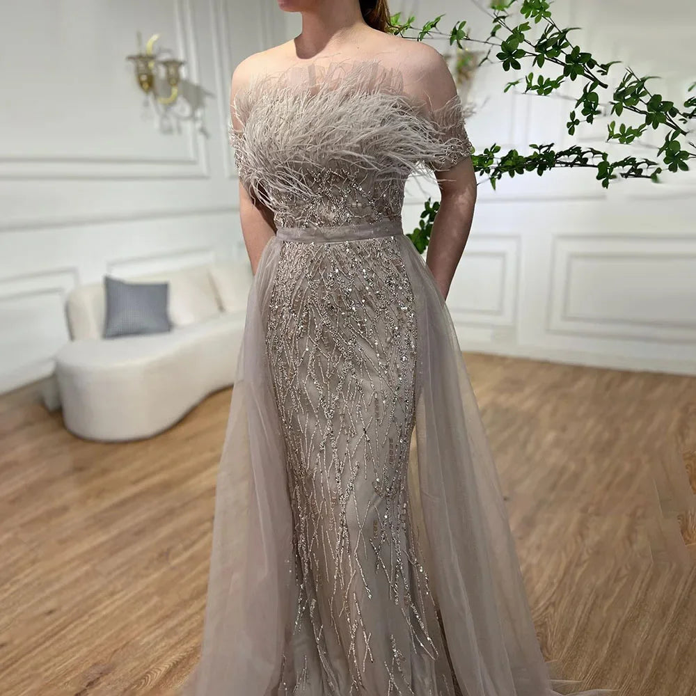 Mega Sale Serene Hill Dubai Luxury Beaded Blue Mermaid Elegant Overskirt Evening Dresses Gowns 2024 For Women Wedding Party LA71634 Mega Sale Serene Hill Dubai Luxury Beaded Blue Mermaid Elegant Overskirt Evening Dresses Gowns 2024 For Women Wedding Party LA71634
