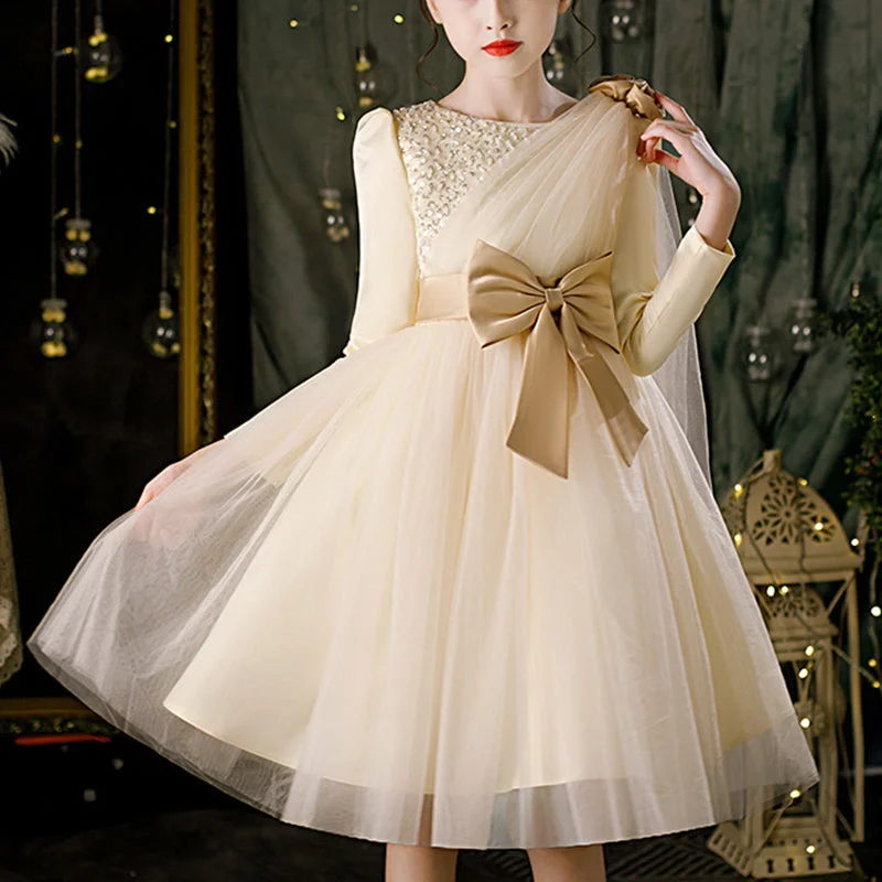 Year-End Clearance Flower Girl Dress Toddler Retro Dress Long Sleeve Sequin Bow Princess Dress Year-End Clearance Flower Girl Dress Toddler Retro Dress Long Sleeve Sequin Bow Princess Dress