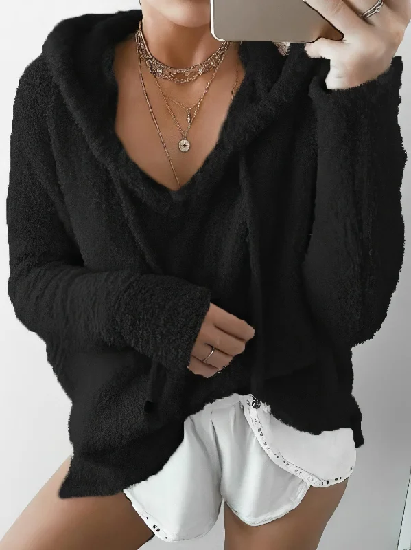 Shop and Save Warm Fuzzy V-Neck Hoodie