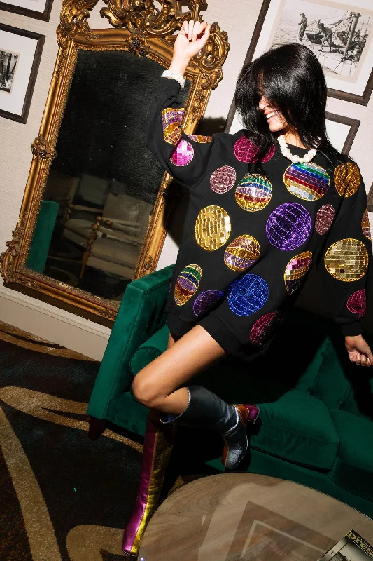 Doorbuster Deal Black & Multi Disco Ball Sweatshirt Dress