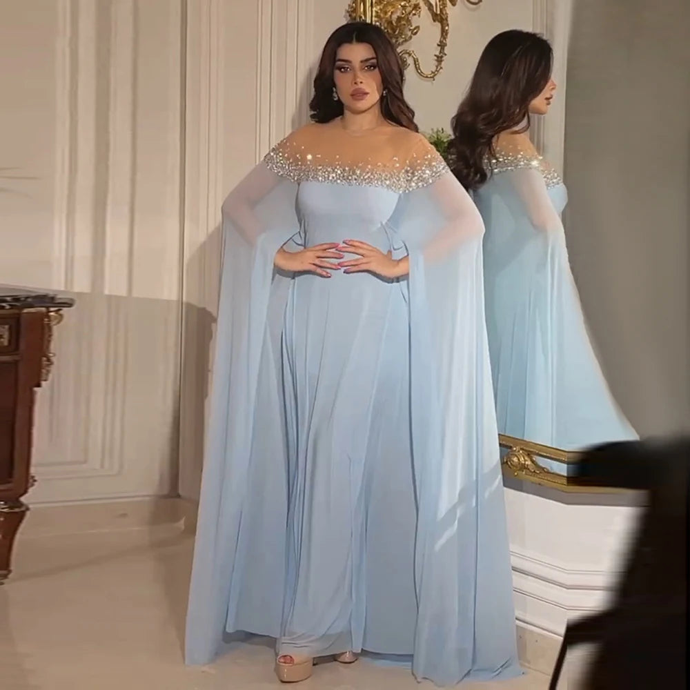 Unmissable Offer Serene Hill 2024 Arabic Luxury Crystal Dubai A-Line Baby Blue Evening Dress with Elegant Kaftan for Formal Occasion LA72766 Unmissable Offer Serene Hill 2024 Arabic Luxury Crystal Dubai A-Line Baby Blue Evening Dress with Elegant Kaftan for Formal Occasion LA72766