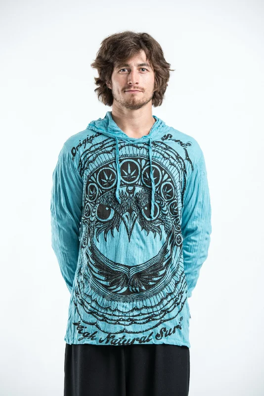 Exclusive Savings Sure Design Unisex Weed Owl Hoodie Turquoise