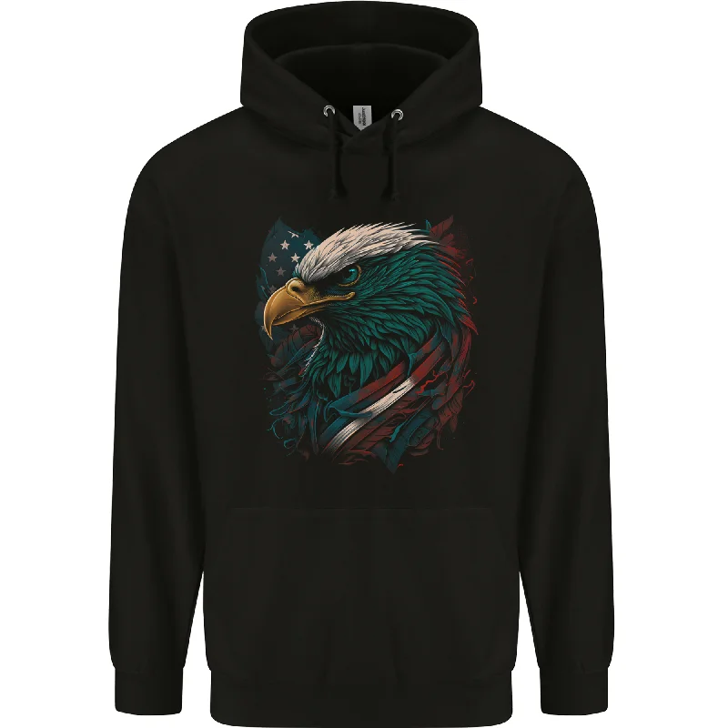Lowest Price Artistic American Bald Eagle in Stars & Stripes Mens 80% Cotton Hoodie
