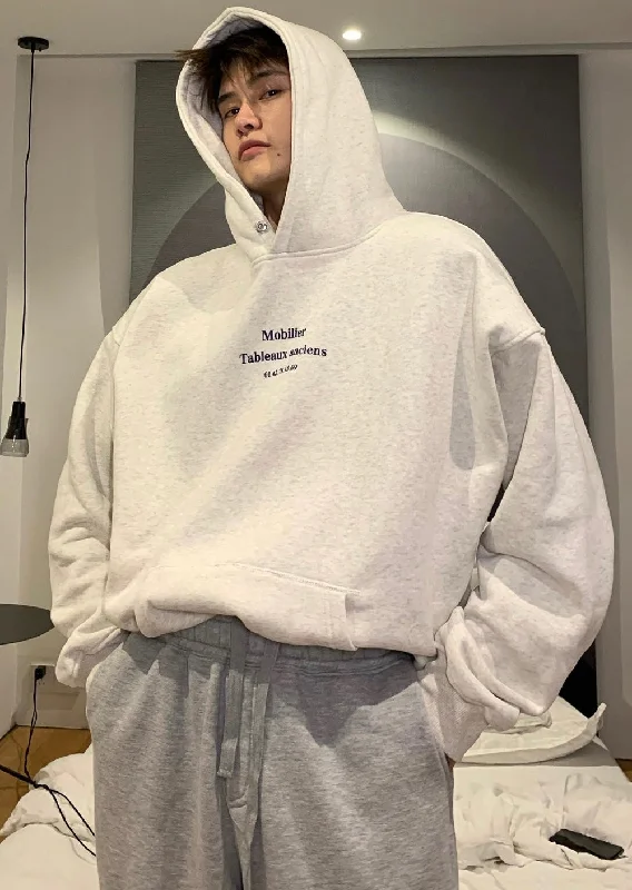 Limited Availability Mobilier Graphic Letter Print Solid Color Long Sleeve Hoodie