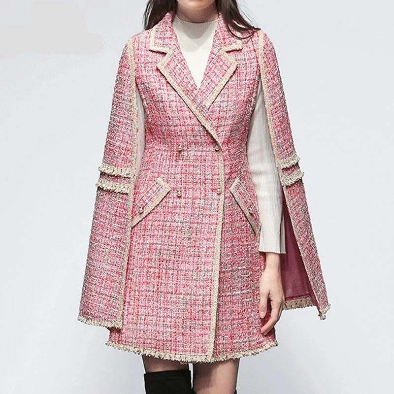 Stock Clearance Luxury Pink Coat For Women