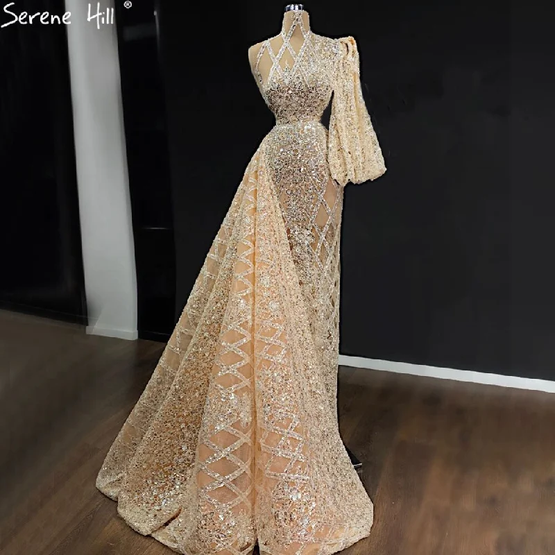 Online Exclusive Serene Hill Mermaid Gold Luxury With Skirt Evening Dresses Gowns 2024 Beading Elegant One Shoulder For Women Party LA71094 Online Exclusive Serene Hill Mermaid Gold Luxury With Skirt Evening Dresses Gowns 2024 Beading Elegant One Shoulder For Women Party LA71094