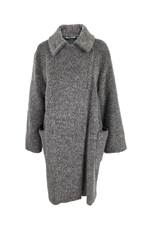 Early Access Vintage Grey Mohair, Virgin Wool & Alpaca Minimalist Coat, 1990s