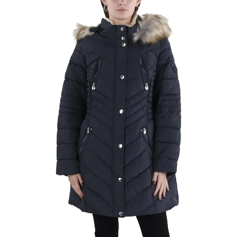 Huge Discounts Laundry by Shelli Segal Womens Plus Faux Fur Trim Hooded Puffer Jacket