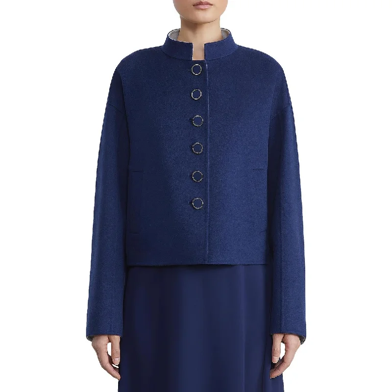 Warehouse Sale Lafayette 148 New York Womens Band Collar Warm Wool Coat