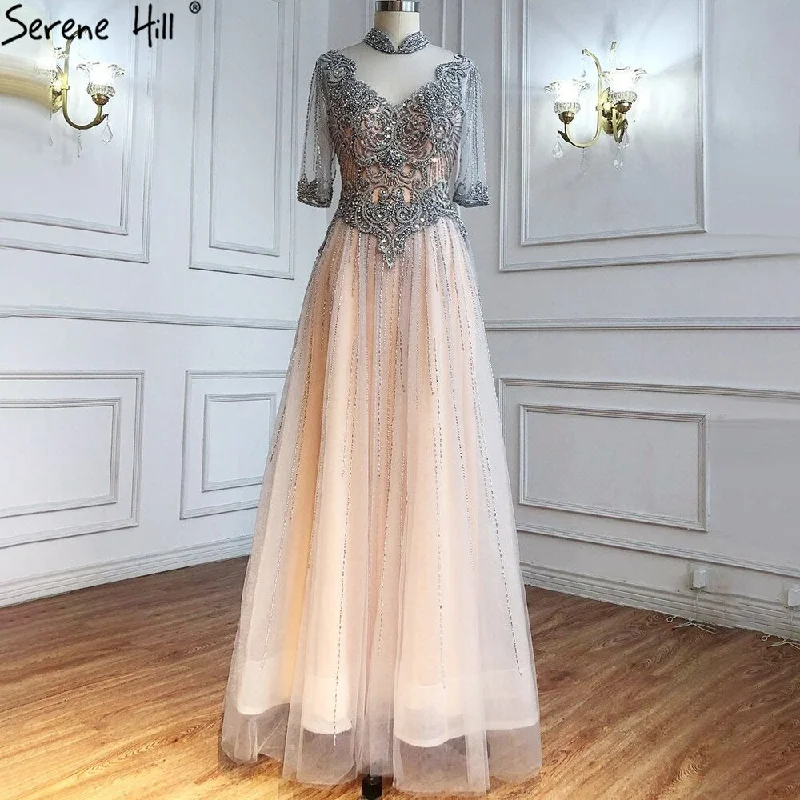 Markdowns Serene Hill Silver Nude Luxury Evening Dresses Gowns 2024 Beaded A-Line Sexy For Woman Wedding Party LA71186 Markdowns Serene Hill Silver Nude Luxury Evening Dresses Gowns 2024 Beaded A-Line Sexy For Woman Wedding Party LA71186