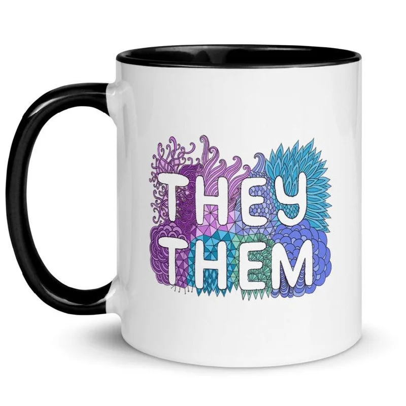 Big Discounts They/Them Pronouns Pastel Doodles -- Mug