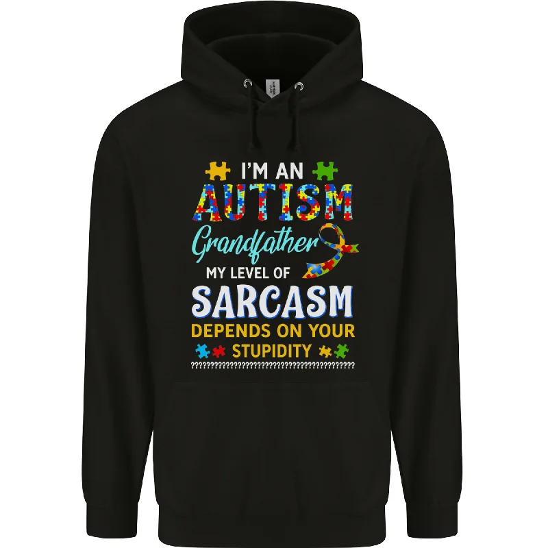 Closeout Autism Grandfathers Day Autistic ASD Mens 80% Cotton Hoodie