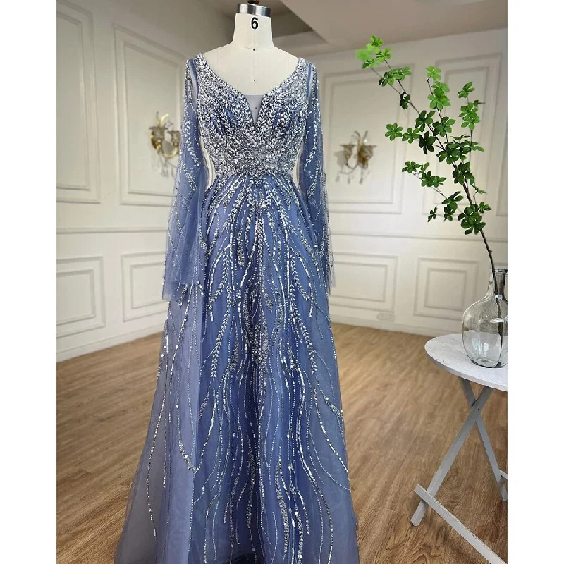 Discount Deals Serene Hill Arabic Blue A Line Beaded Evening Dresses Long 2024 Celebrity Gowns For Women Wedding Party LA72099 Discount Deals Serene Hill Arabic Blue A Line Beaded Evening Dresses Long 2024 Celebrity Gowns For Women Wedding Party LA72099