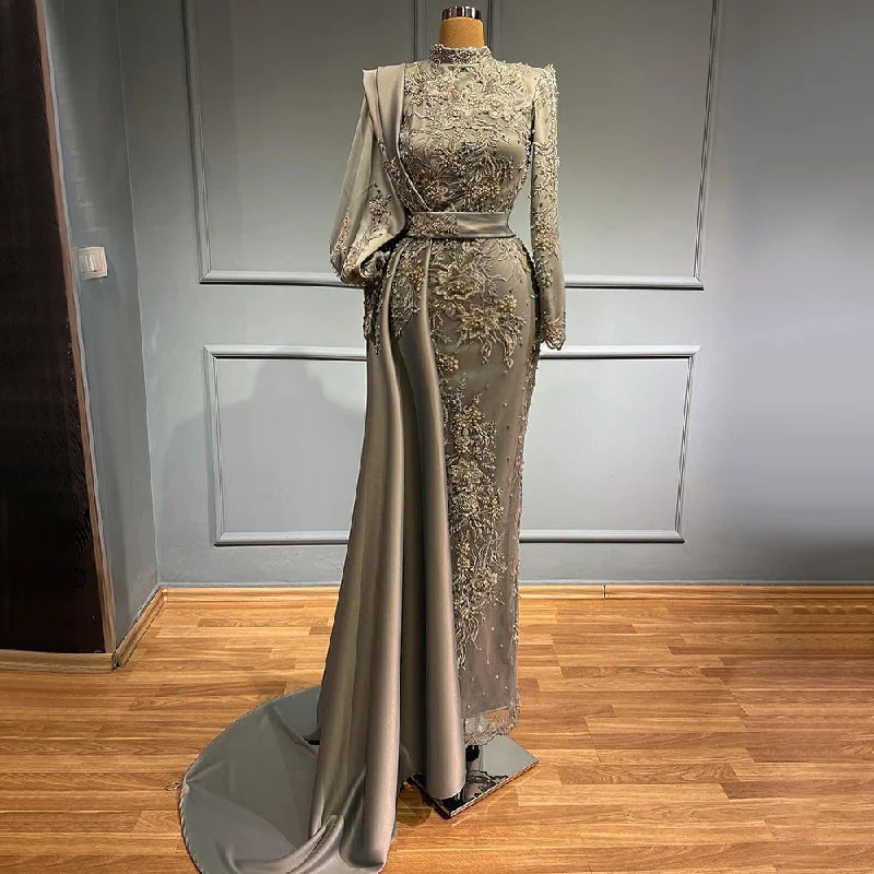 Must-Have Deals Serene Hill Moslim Grey Mermaid Avond Jurken 2024 Luxe Kralen Elegante Overrok Satijn Voor Vrouwen Party LA71543 Must-Have Deals Serene Hill Moslim Grey Mermaid Avond Jurken 2024 Luxe Kralen Elegante Overrok Satijn Voor Vrouwen Party LA71543