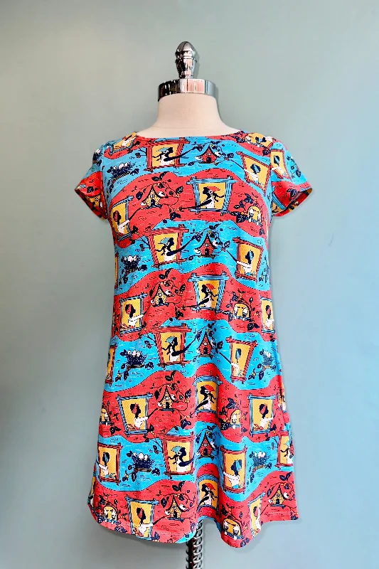 Best Bargains Orange & Blue Window Gals Tunic Dress by Blue Platypus
