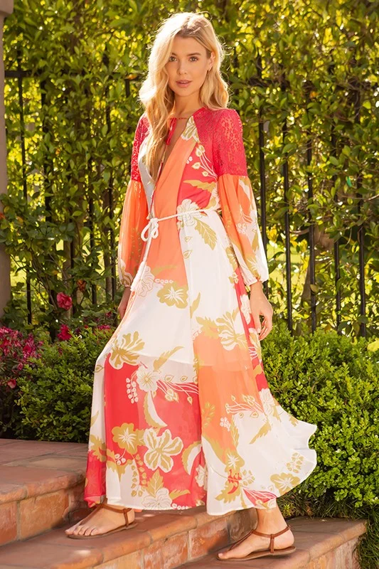 Get It Before It’s Gone LONG SLEEVE V NECK CHIFFON DRESS