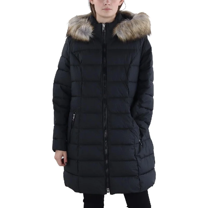 Quick Sale Laundry by Shelli Segal Womens Plus Faux Fur Trim Hooded Puffer Jacket
