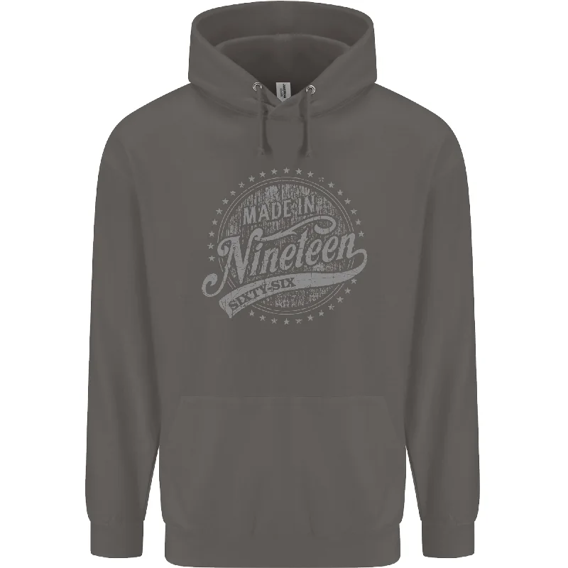 Discount Days Distressed 58th Birthday Made In 1966 Mens 80% Cotton Hoodie Charcoal
