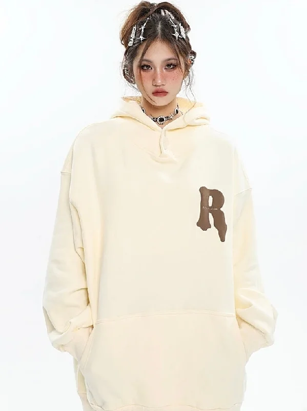 Midnight Madness R Solid Color Button Up Ling Sleeve Baggy Hoodie