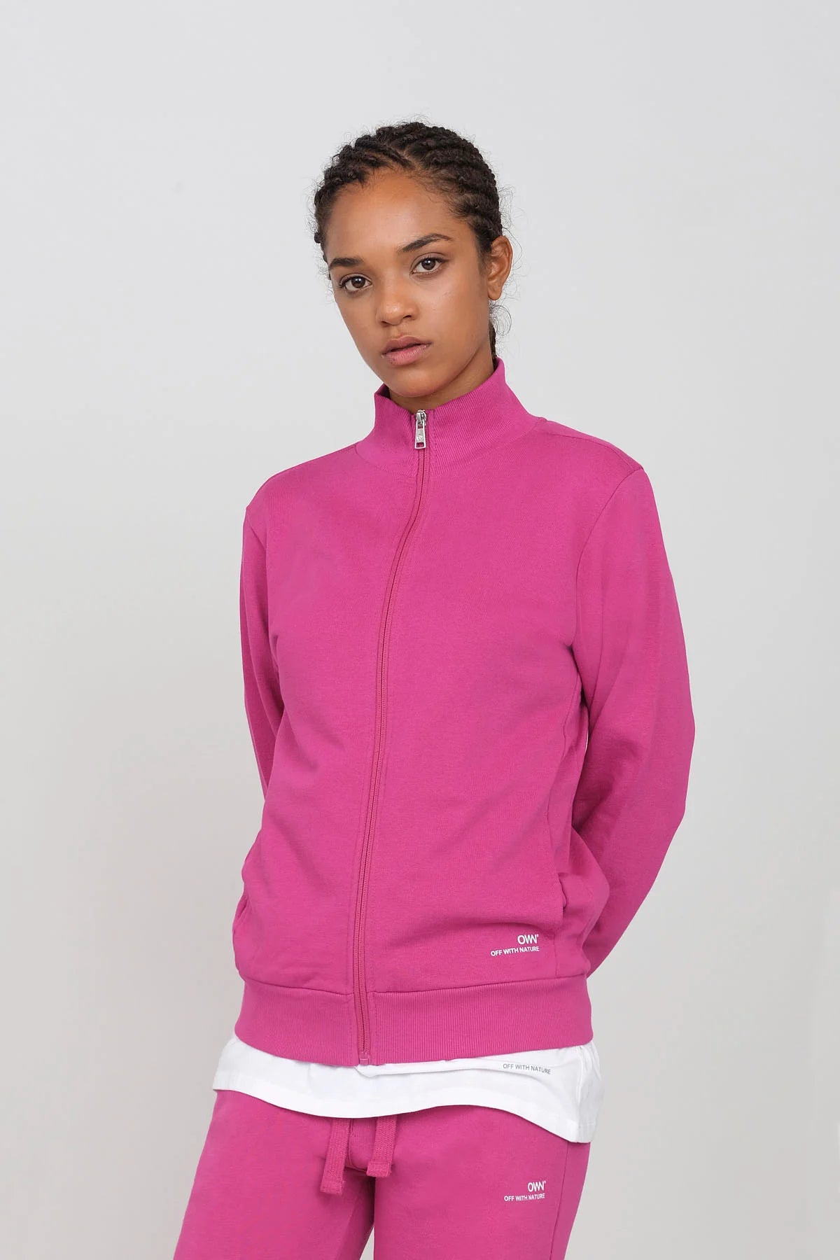 Act Now Women's Sweatshirt With A Zipper Fuchsia