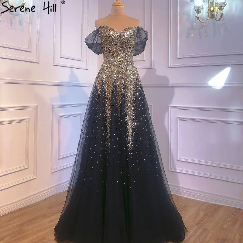 Can't Miss Serene Hill Luxury Black Gold A-line Evening Dresses Gowns 2024 Sparkle Beading Sexy For Women Party Dress LA70838 Can't Miss Serene Hill Luxury Black Gold A-line Evening Dresses Gowns 2024 Sparkle Beading Sexy For Women Party Dress LA70838