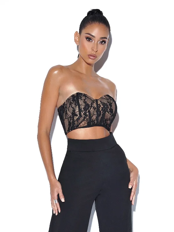 Huge Discounts New Romantics Black Lace Corset Top