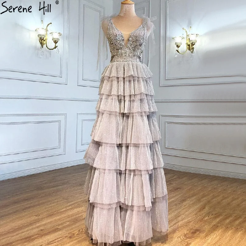 Super Deal Serene Hill Grey Nude A-Line Evening Dresses 2024 Luxury Beaded Tiered Sexy For Women Wedding Party LA71228 Super Deal Serene Hill Grey Nude A-Line Evening Dresses 2024 Luxury Beaded Tiered Sexy For Women Wedding Party LA71228