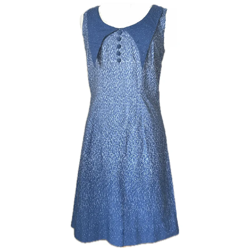 Buy Now Blue cotton vintage 1960s shift dress with statement collar