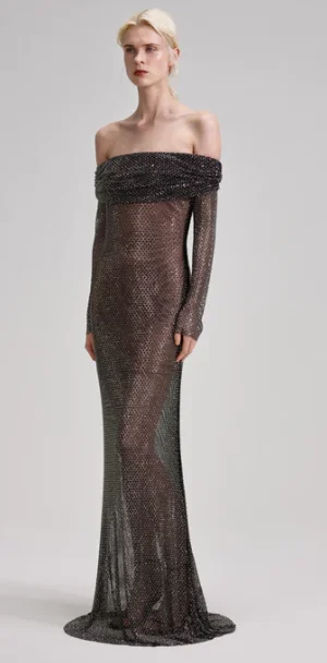 Crazy Deals Rhinestone Fishnet Maxi Dress
