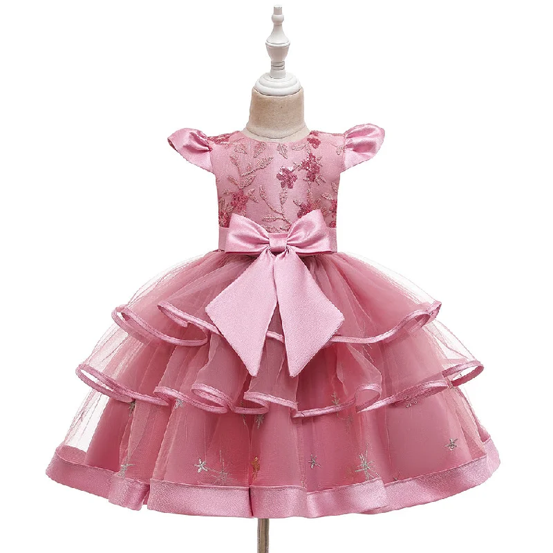 Flash Sale Toddler Girl Bow Prom Dress Girl Birthday Party  Formal Christmas Cake Dress