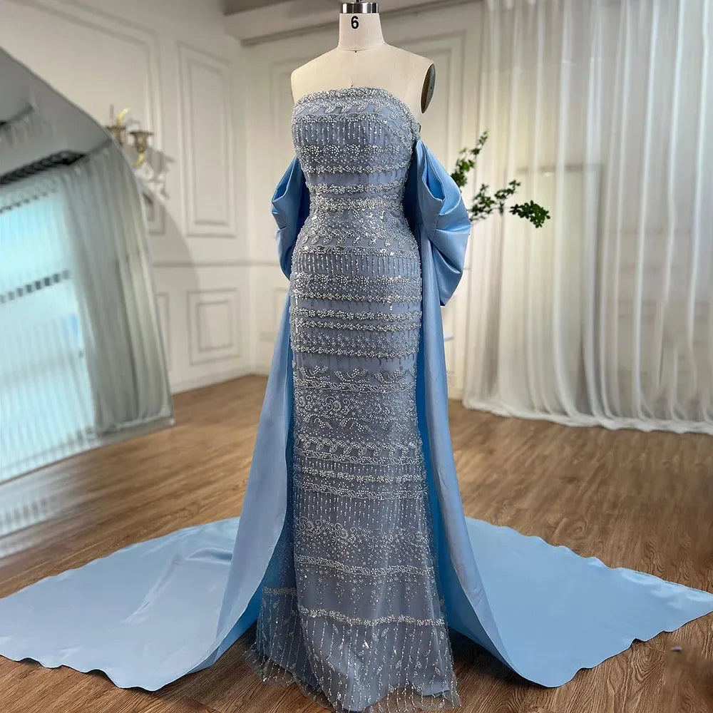 Price Rollback Serene Hill Arabic Sage Blue Elegant Mermaid Strapless Beaded Evening Dresses For Women Wedding Party 2024 LA72126 Price Rollback Serene Hill Arabic Sage Blue Elegant Mermaid Strapless Beaded Evening Dresses For Women Wedding Party 2024 LA72126