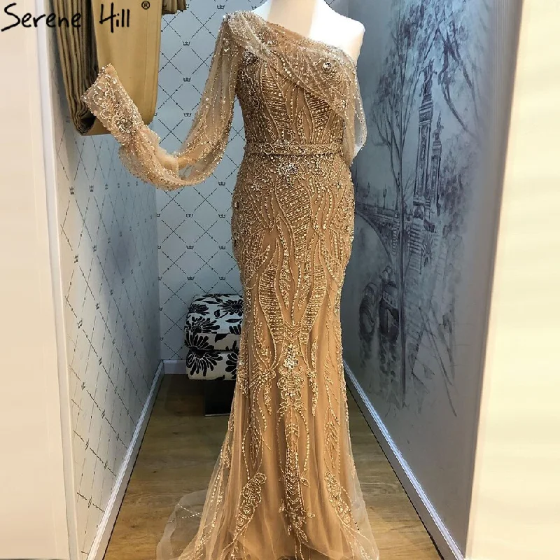 Great Bargains Serene Hill Gold Mermaid Luxury Evening Dresses Gowns 2024 Elegant Beaded One Shoulder For Women Party LA71218 Great Bargains Serene Hill Gold Mermaid Luxury Evening Dresses Gowns 2024 Elegant Beaded One Shoulder For Women Party LA71218