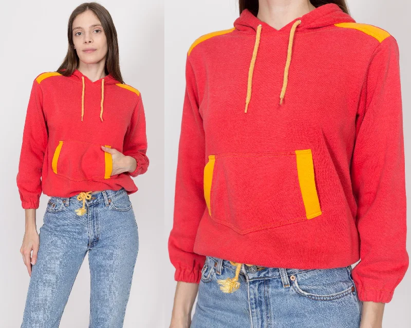 Best Deals Petite Small 80s Red & Yellow Color Block Hoodie