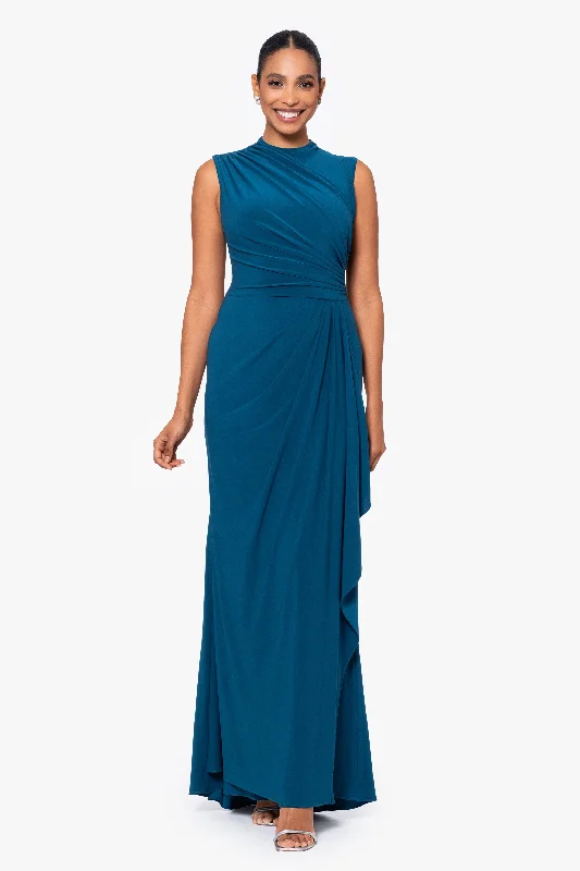 Closeout "Patricia" Long Jersey Knit Ruffle Sleeveless Dress
