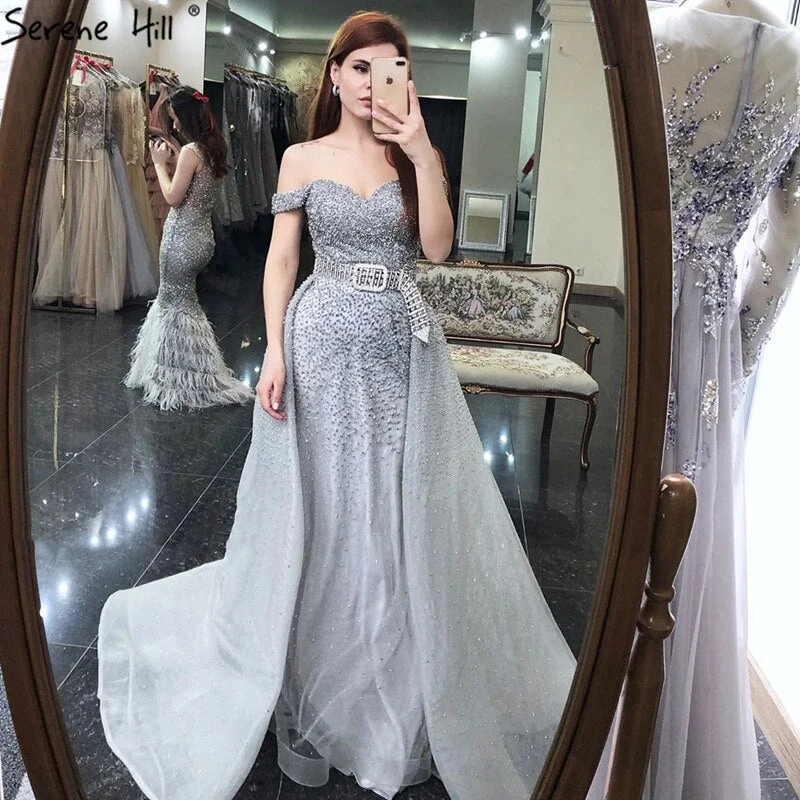 Online Exclusive On Sale no return no refundDubai Grey Mermaid Luxury Sleeveless Evening Dresses 2024 Off Shoulder Sexy Formal Dress Design Serene Hill LA70602 Online Exclusive On Sale no return no refundDubai Grey Mermaid Luxury Sleeveless Evening Dresses 2024 Off Shoulder Sexy Formal Dress Design Serene Hill LA70602