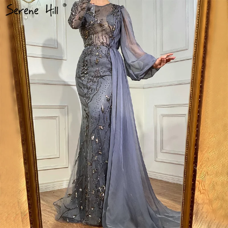Early Bird Discount Serene Hill Grey With Overskirt Mermaid Evening Gowns Dresses Luxury Beaded Elegant For Woman Party LA71066 Early Bird Discount Serene Hill Grey With Overskirt Mermaid Evening Gowns Dresses Luxury Beaded Elegant For Woman Party LA71066