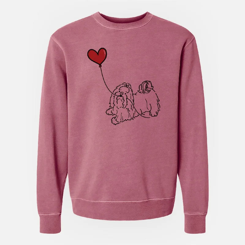Closeout Sale Shih Tzu Heart String - Unisex Pigment Dyed Crew Sweatshirt