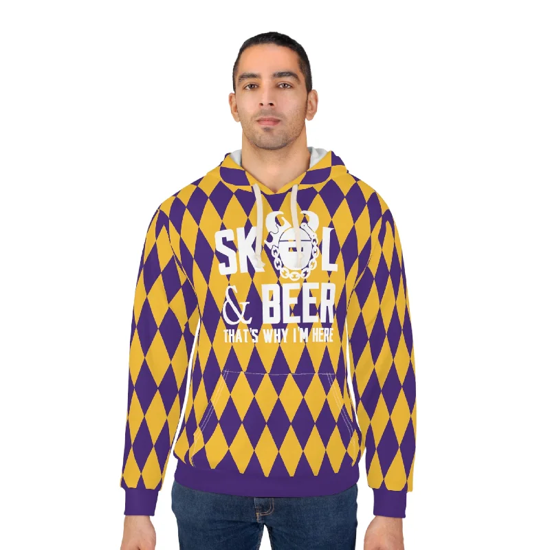 Exclusive Preview Unisex Pullover Hoodie - Purple/Gold Diamonds - & BEER