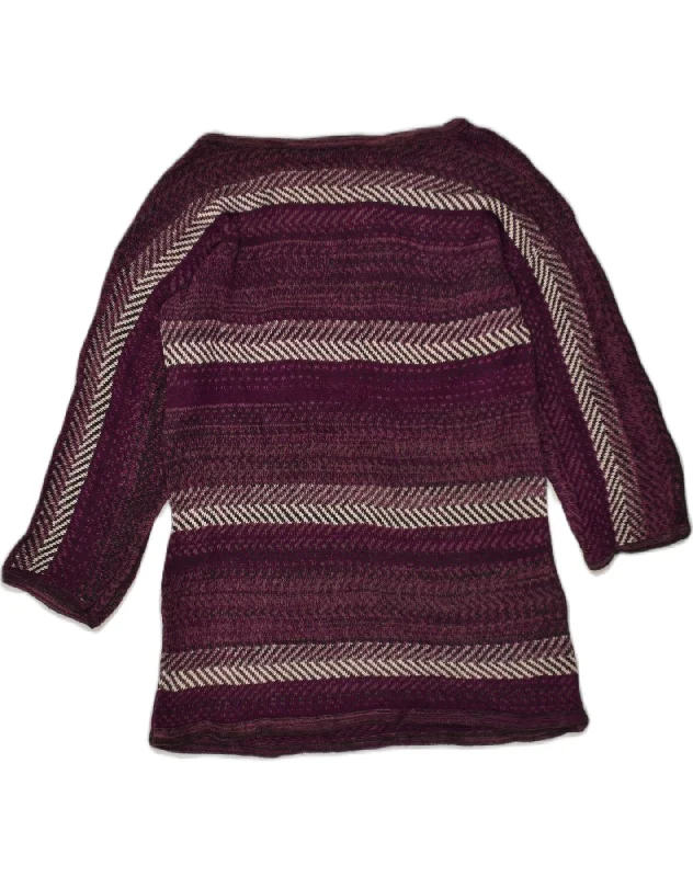 Shop and Save CHAPS Womens Boat Neck Jumper Sweater UK 8 Small Purple Chevron Cotton
