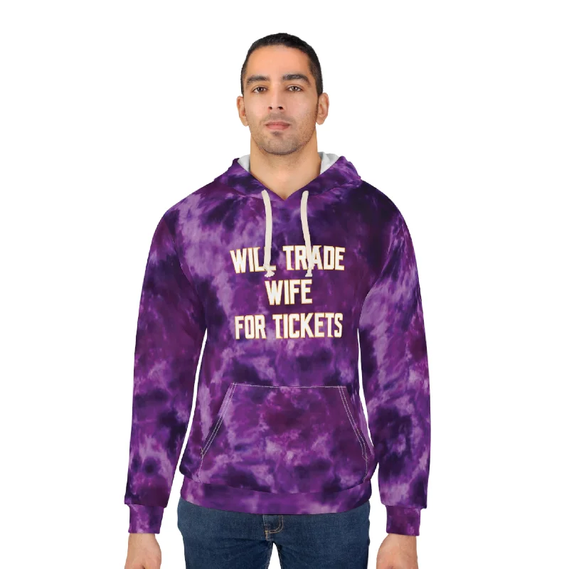 Blowout Deals Unisex Pullover Hoodie - Purple Tie-Dye - Wife for Tickets