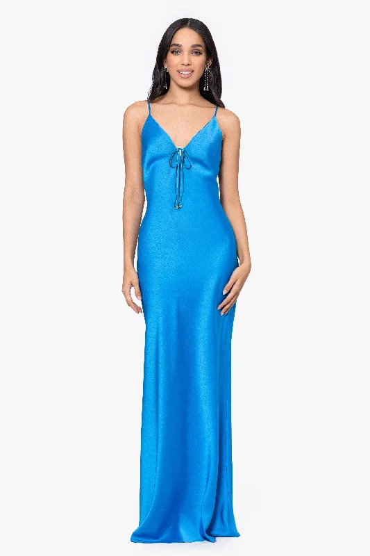 Final Clearance "Jen" Long Satin Spaghetti Strap Dress