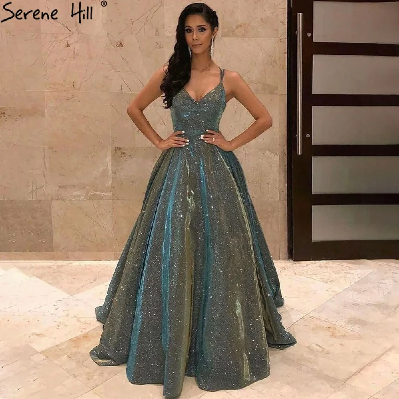 Final Markdown Serene Hill Blue A-Line Sexy Evening Dresses Gowns 2024 Spaghetti Strap Simple For Women Wedding Party LA71277