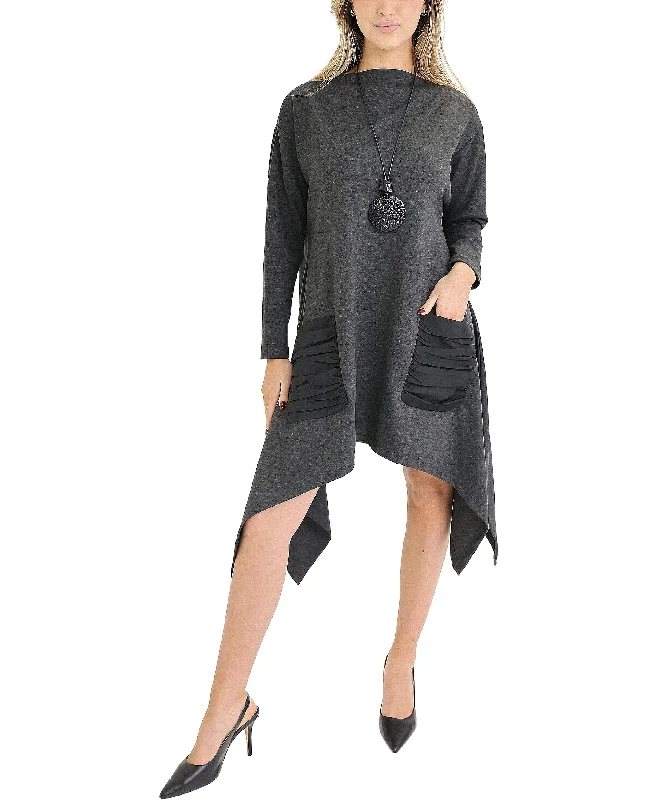 Savings Bonanza Hanky Hem Dress w/ Ruched Pockets