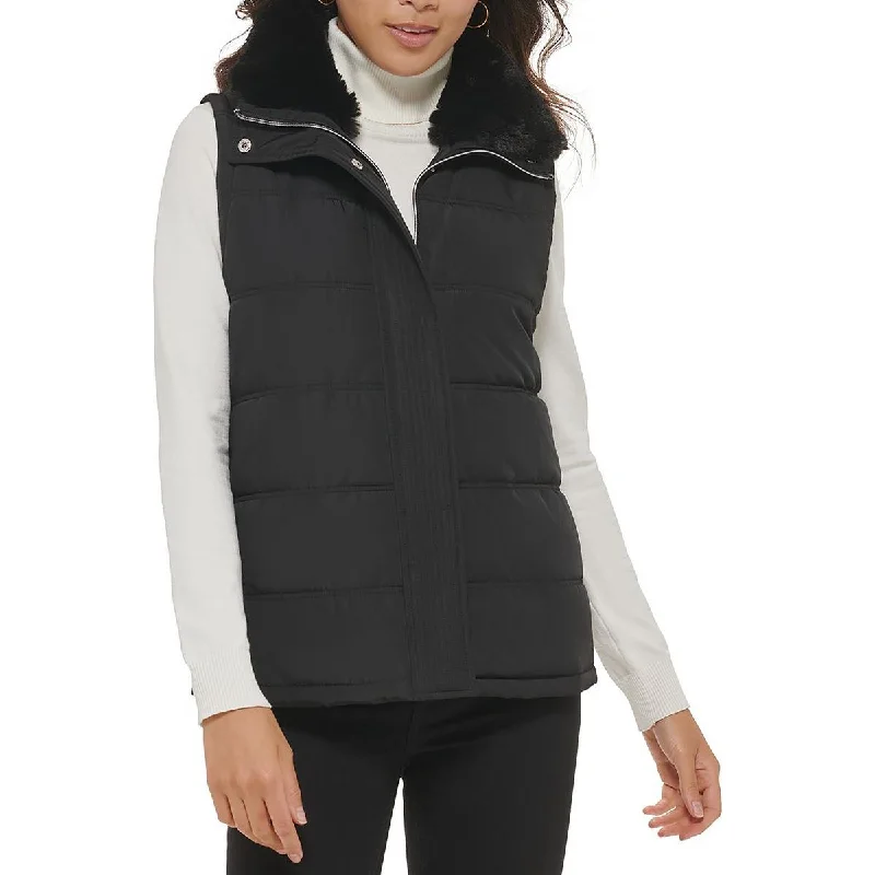 Deep Discounts Calvin Klein Womens Quilted Faux Fur Vest